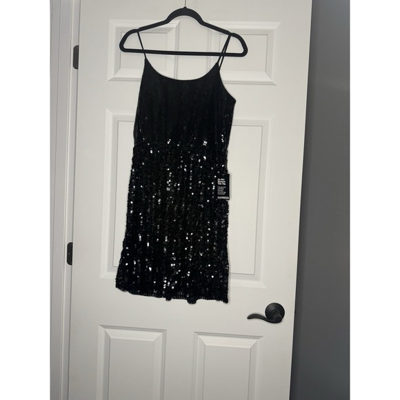 express sequin dress black Long Spaghetti-Strap Dress main image 0